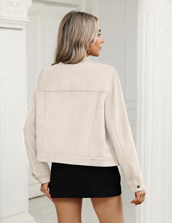 Faux Suede Cropped Jackets for Women