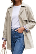 Women's Trench Coat Lightweight Jacket Plaid Lining