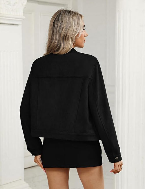 Faux Suede Cropped Jackets for Women