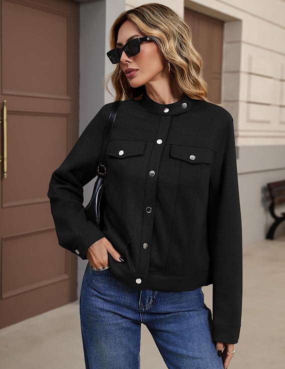 Faux Suede Cropped Jackets for Women